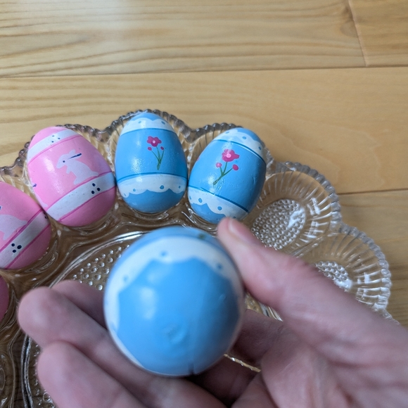 Vintage Lillian Vernon Pastel Hand Painted Wood Easter Eggs| Duck Rabbit - Dozen - Picture 6 of 15